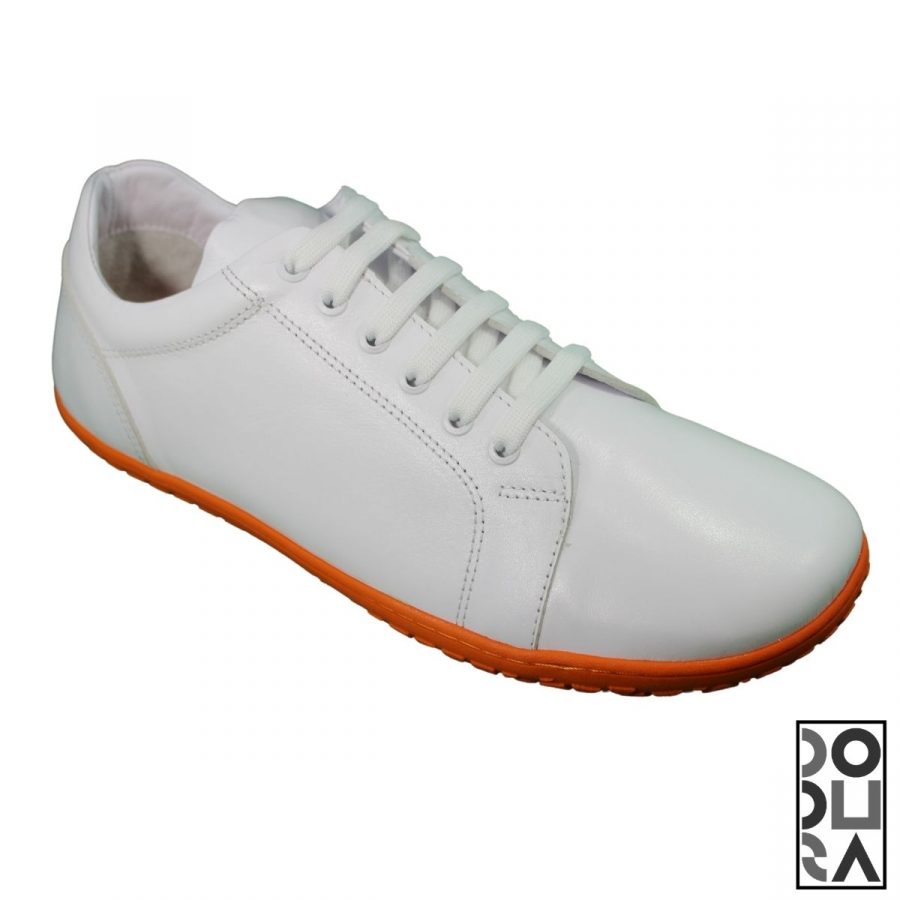 Dodura Barefoot Ayakkabı - Premium Deri (Beyaz-Turuncu) DDRBT01
