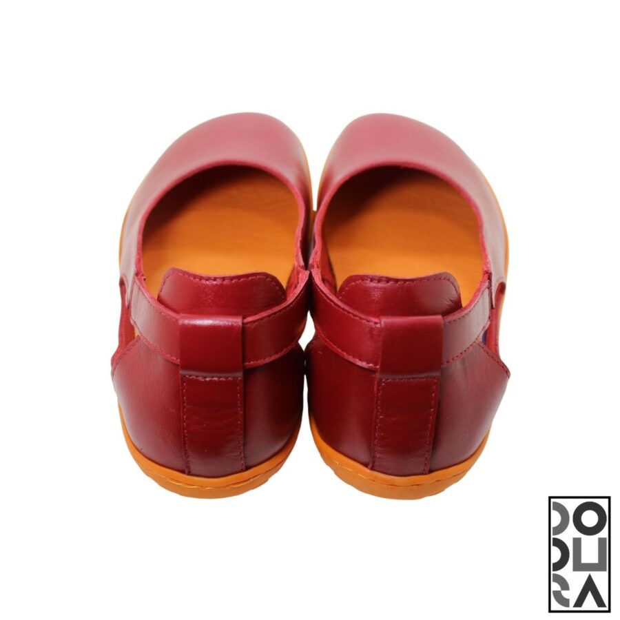 Dodura Barefoot Babet - Premium Deri (Koyu Kırmızı-Turuncu) DDRBKKT01 - Görsel 3