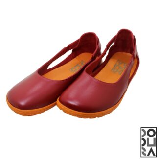 Dodura Barefoot Babet - Premium Deri (Koyu Kırmızı-Turuncu) DDRBKKT01